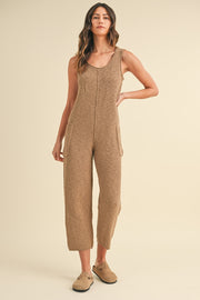 Sleeveless Knit Crop Jumpsuit with Pockets