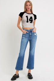 RISEN Tummy Control High Rise Crop Bootcut Jeans