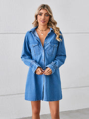 PREORDER Pocketed Dropped Shoulder Mini Denim Dress 2 Colors