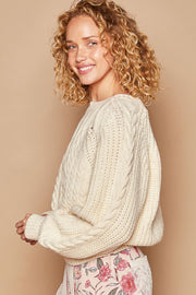 Cable Knit Cutout Long Sleeve Sweater