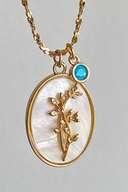 Birth Flower Shell Pendant Copper Necklace