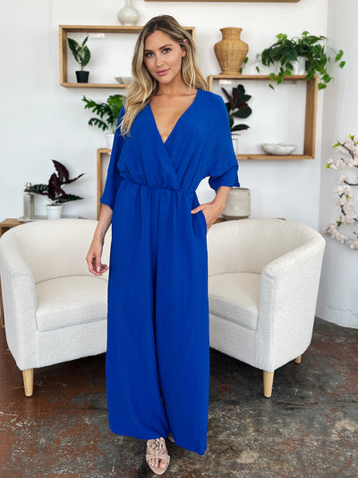 Surplice Wide Leg Jumpsuit with Pockets