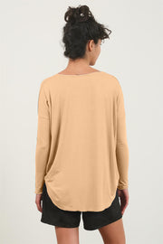 Draped Drop Shoulder Long Sleeve Top