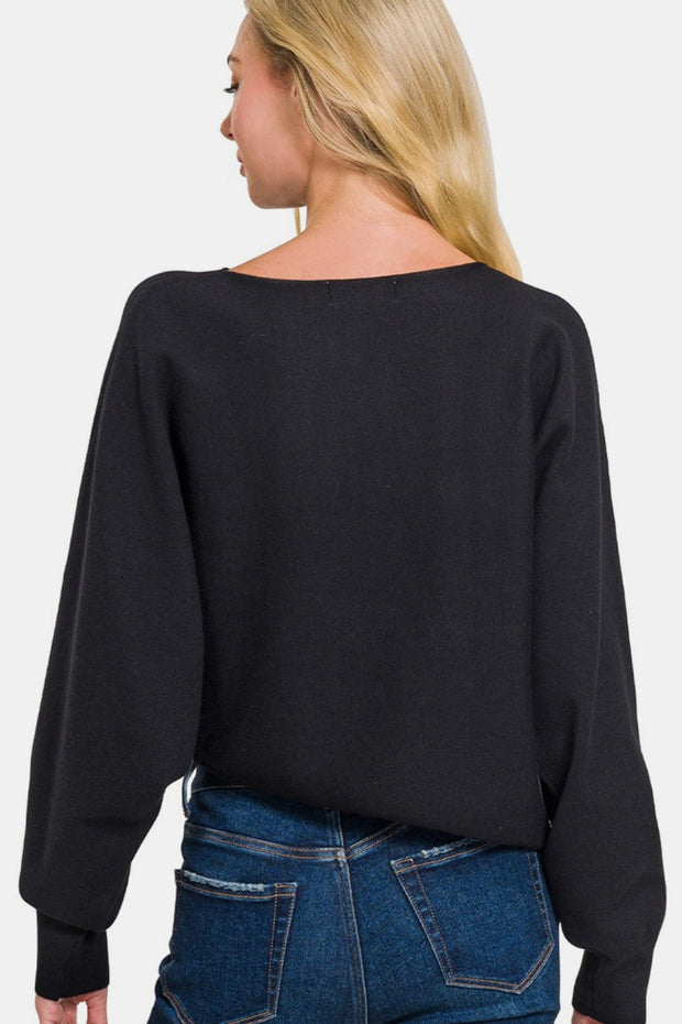 Asymmetric Hem Long Sleeve Sweater