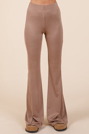 Stretchy Soft Elastic Waist Flare Pants