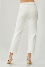 RISEN High Waist Rolled Hem Straight Jeans