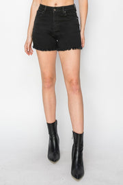 RISEN High Waist Raw Hem Denim Shorts