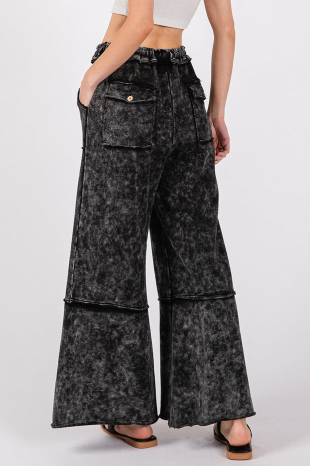 Mineral Washed Terry Wide Leg Pants