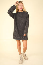 Mineral Washed Oversized Sweatshirt Mini Dress