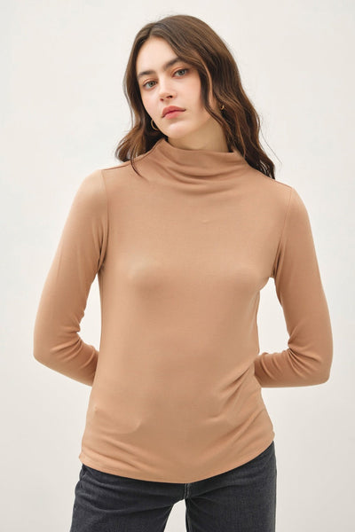 Mock Neck Long Sleeve T-Shirt