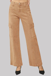 RISEN High Rise Wide Leg Cargo Jeans