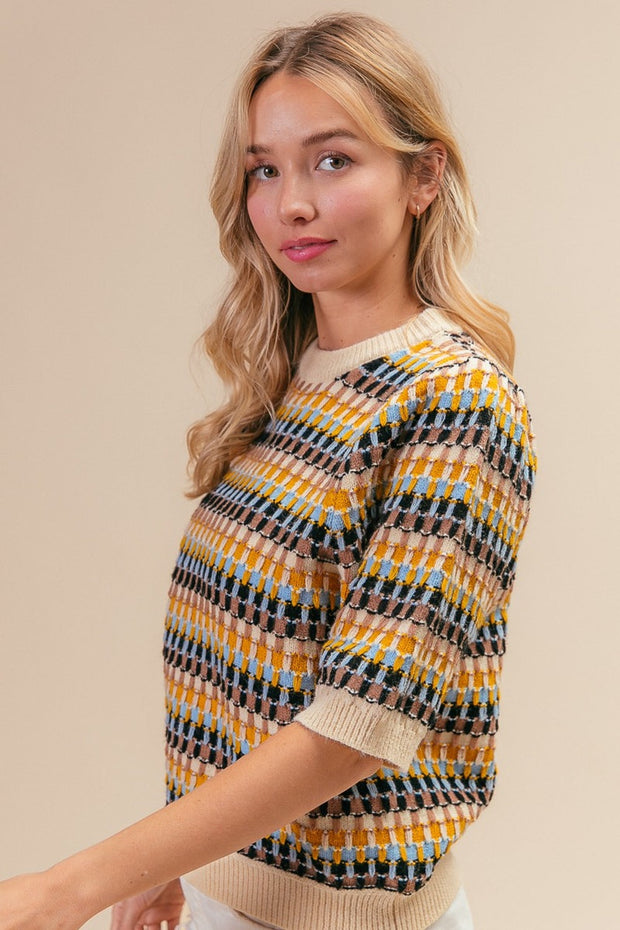 Multi Color Half Sleeve Sweater