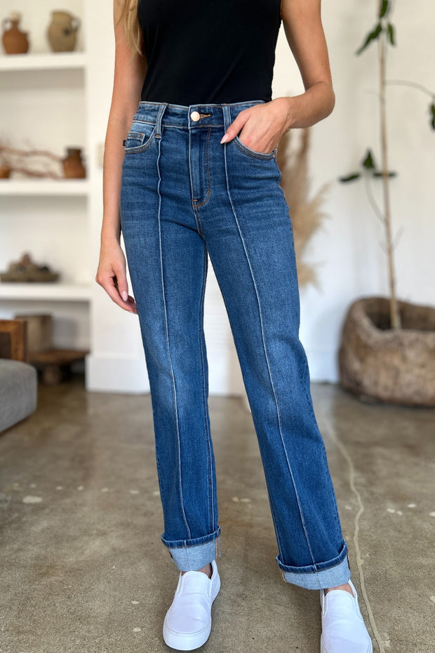 Judy Blue High Waist Front Seam Detail Straight Jeans