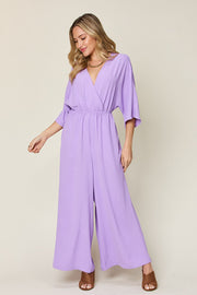 Surplice Wide Leg Jumpsuit with Pockets