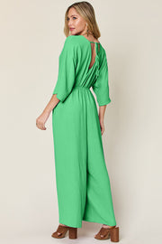 Surplice Wide Leg Jumpsuit with Pockets