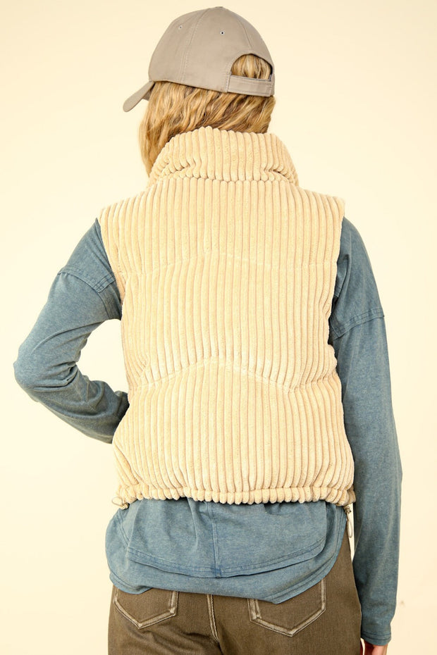 Zip Up Padded Corduroy Puffer Vest