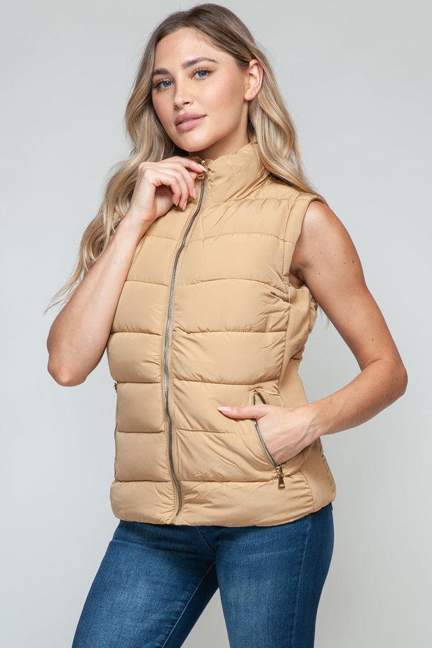 Zip Up Turtleneck Vest with Pockets