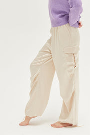 Approach Satin Drawstring Hem Cargo Pants