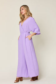 Surplice Wide Leg Jumpsuit with Pockets