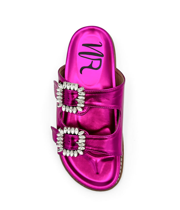 Stellar Rhinestone Buckle Slides in Fuschia